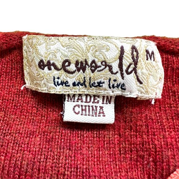 One World Womens Tunic Sweater Pullover Asymmetrical Studded Burnt Orange Medium - Picture 9 of 11